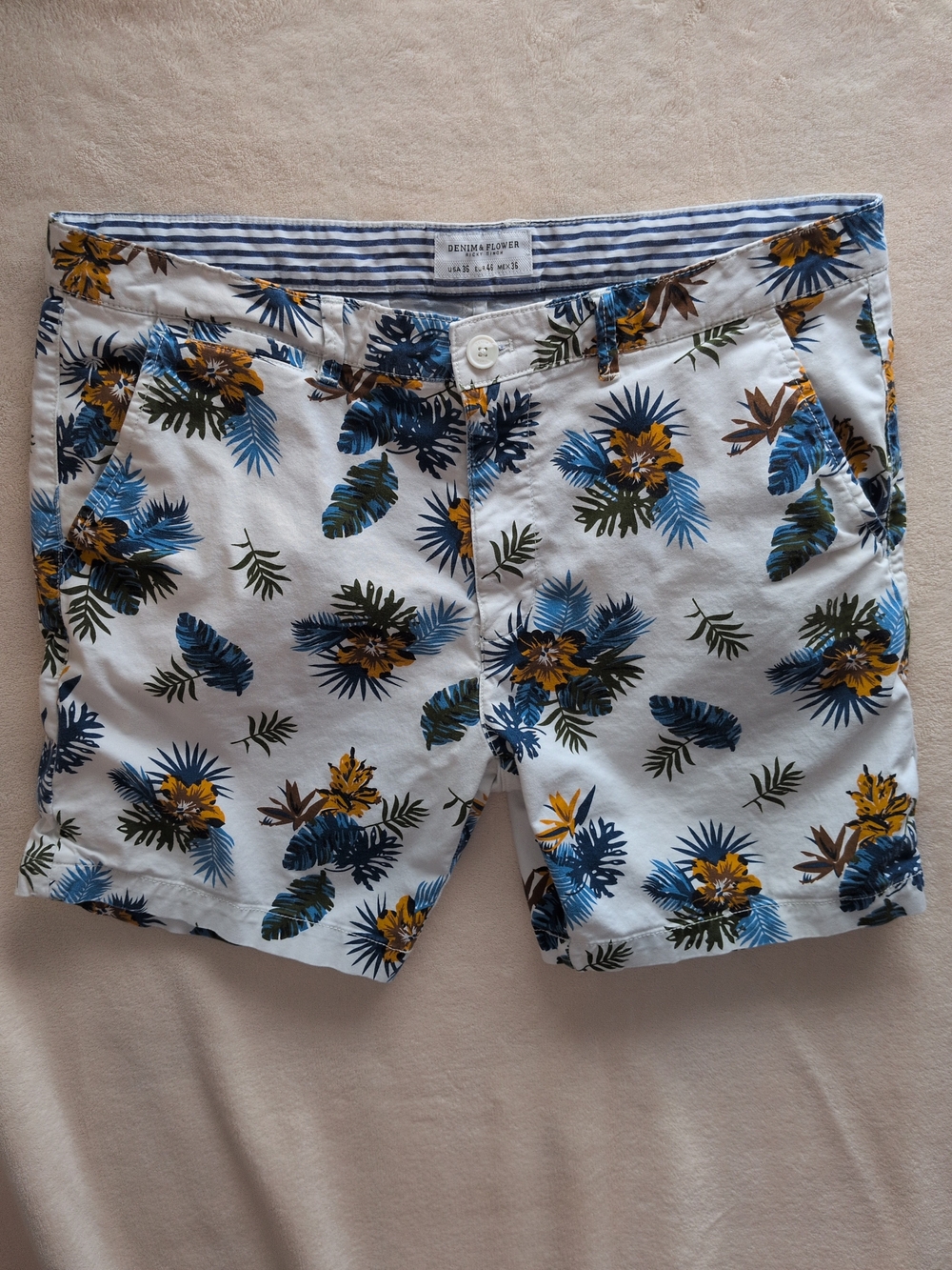 Denim & Flower Ricky Singh Tropical Floral Cotton Chino Shorts Men's Sz. 36